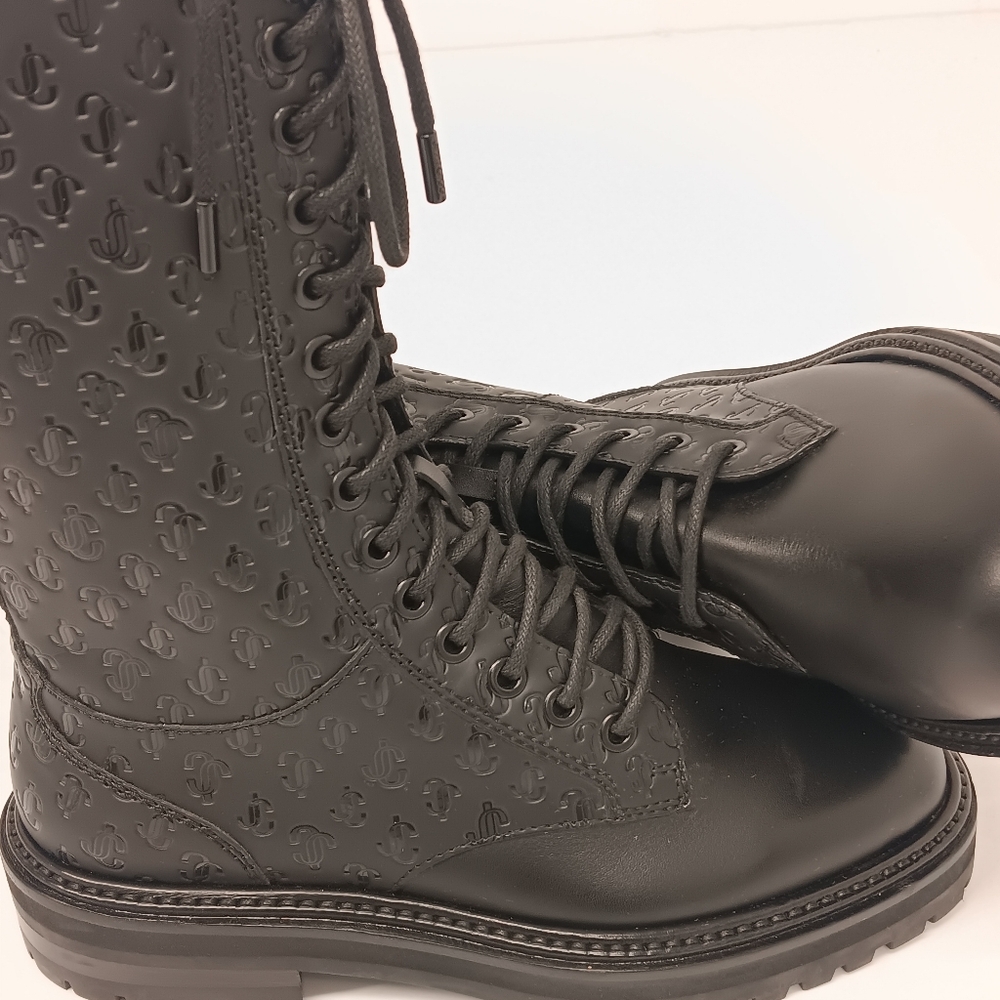 Jimmy Choo Women's Cora Logo Debossed Combat Boots - Picture 6 of 15